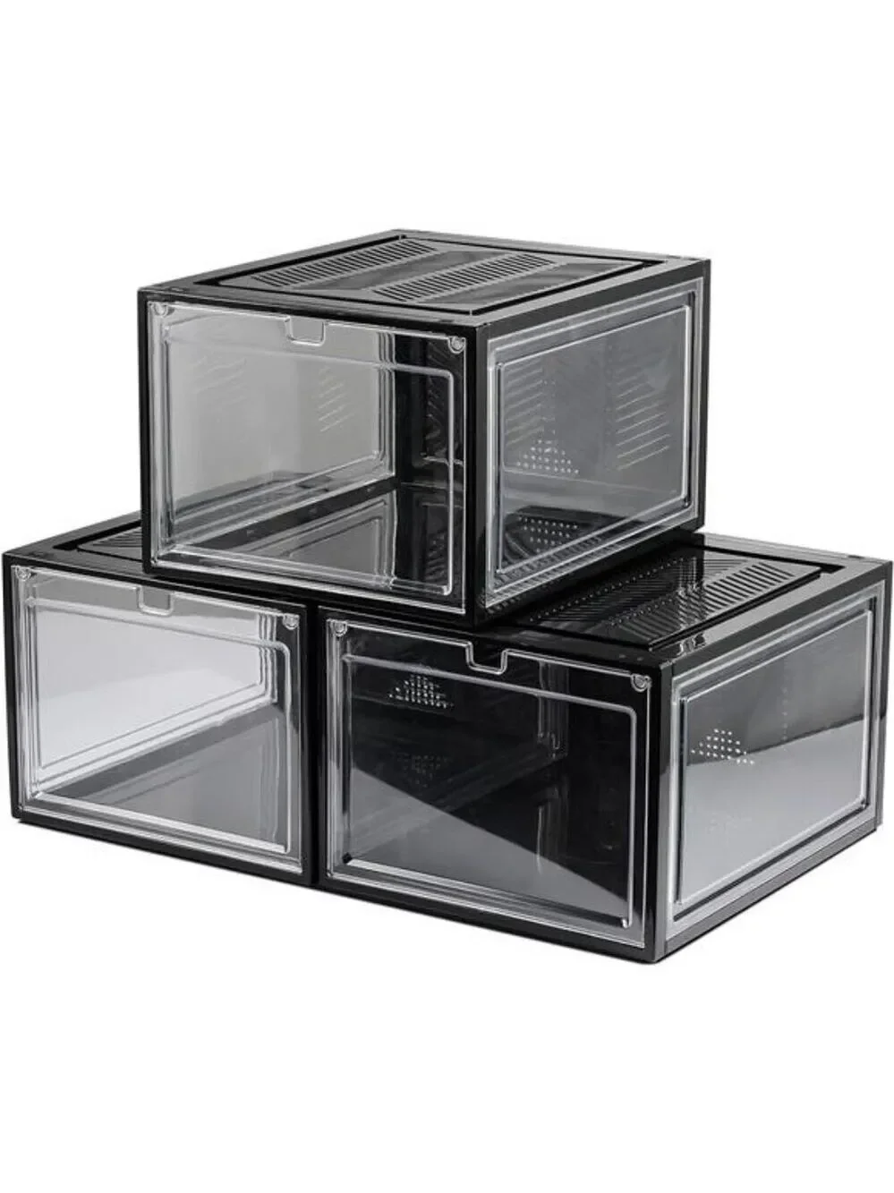 Baseball Cap Organizer Clear Hat Storage Box Magnetic Door Stackable Holder